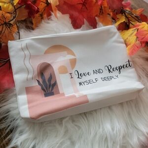 Inspirational White and Pink Pouch Accent Pouch